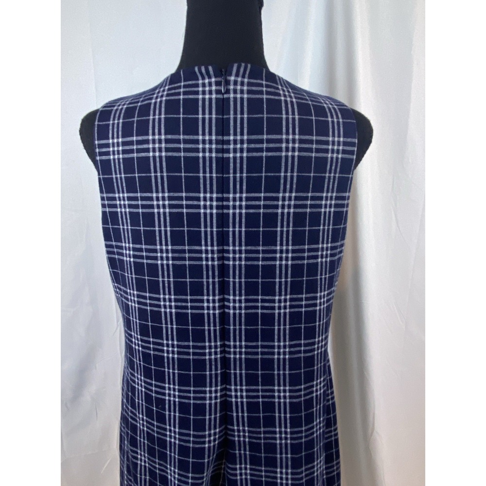 1901 Women's Size 12 Navy Blue Plaid Sleeveless Sheath Dress - Picture 4 of 10